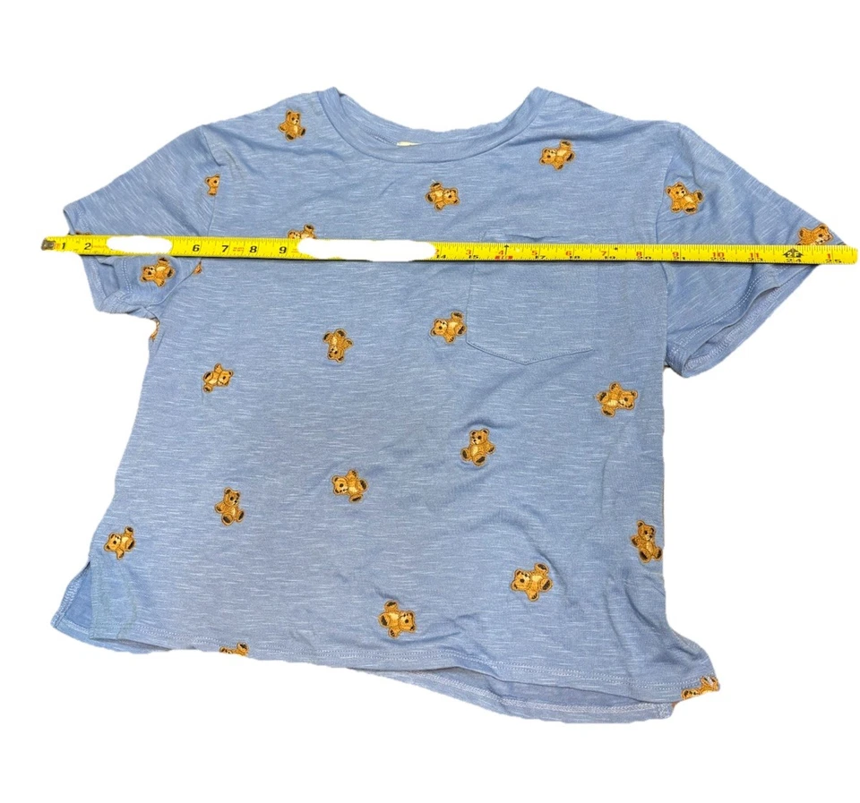 Speechless Kids Big Girls Teddy Bear Embroidery Tee Blue Size Large - Image 3 of 4