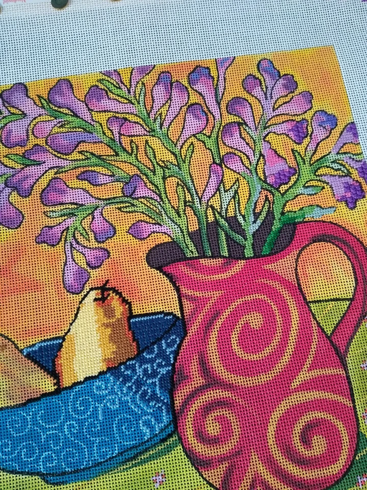 M-985 Still Life Handpainted Needlepoint Canvas Maggie Annie Catherine STARTED - Image 3 of 3