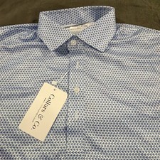 NWT Collars  Co Dress Collar Polo Shirt Men Medium Blue Turbo GT Pattern 88
