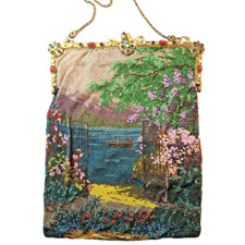Antique Vintage Scenic Micro Beaded Purse Handbag - SELLER PAYS US TARIFFS