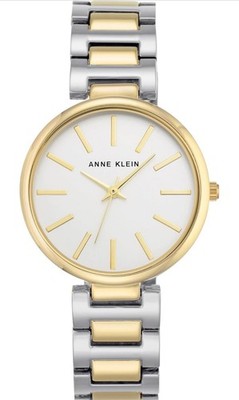 Anne Klein AK/2787G Two-Tone 34mm Watch White Dial Japan Movt New Battery Box