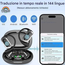 Traduttore Vocale Istantaneo Multilingue Linguistico,Cuffie Wireless Bluetooth 