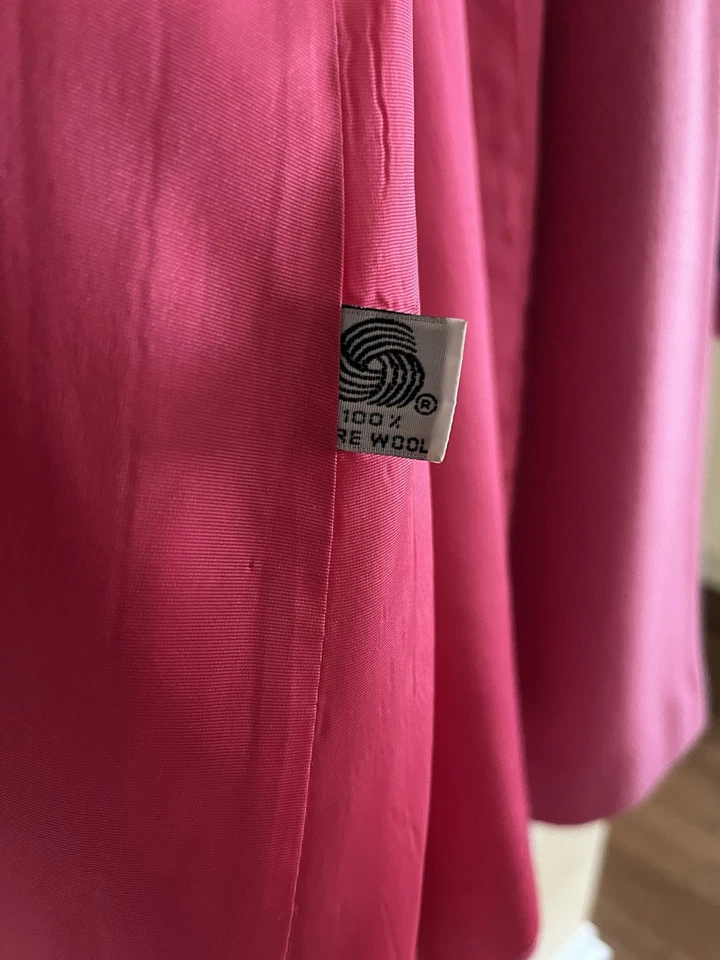 Винтажный павильон миниатюрный атлас с подкладкой 100% шерсти розовый пальто - Изображение 3 из 4