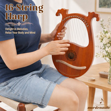 16 String Lyre Harp Mahogany Body W/ Tuning Key String Cartridge for Music Gift