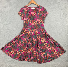 Peruvian Connection Barranco Dress Sz Medium Pink Multi Floral Pima Cotton Boho