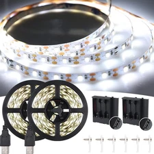 16.4FT Daylight White LED Strip Light with USB Plug+Battery Box Operated, 600...