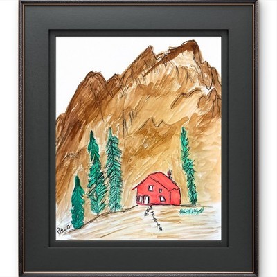 Whimsical Mountain Scene Fine Art Painting 14X11 Watercolor Gallery Paper Signed