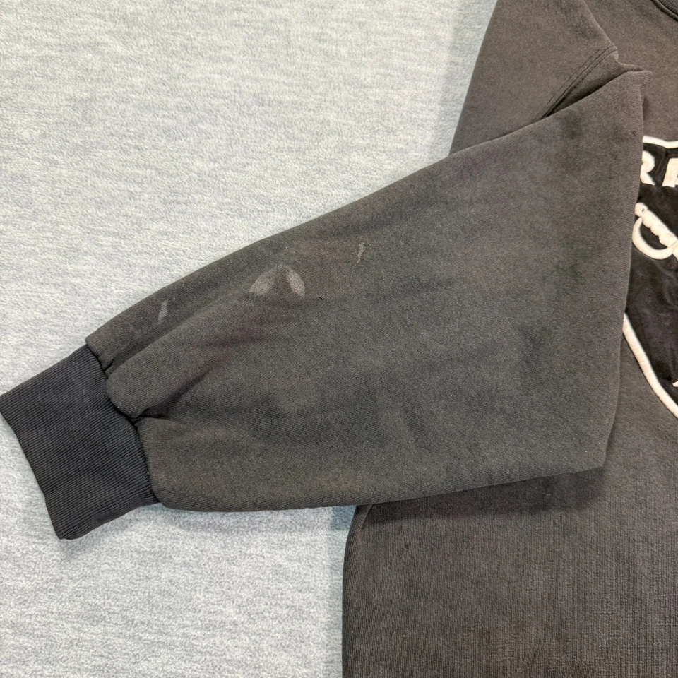 Nutmeg Sweatshirt Mens Large Black Raiders NFL Crewneck Vintage Made USA - Image 3 of 4