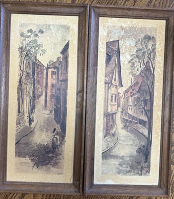 Set of 2 Alex Yaworski Signed Lithograph Prints FRAMED 12”x32