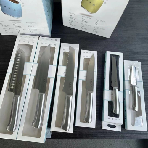 SMEG 6-teiliges Edelstahl Koch Küchenbesteck Set Santoku Brot Fleisch - Bild 6 von 19