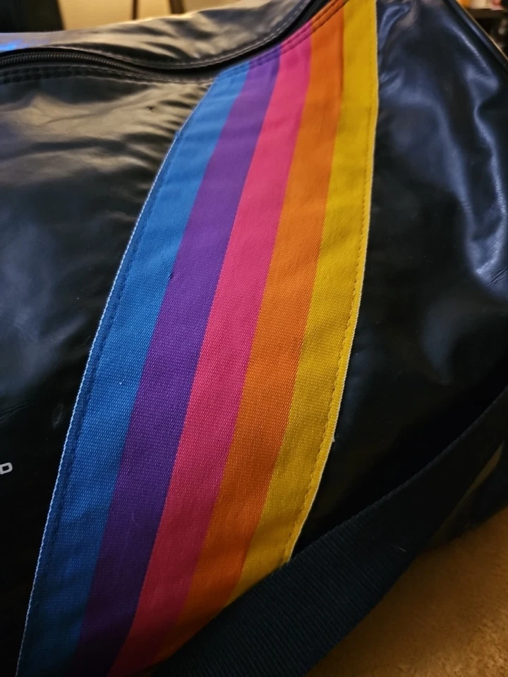 Donnay Duffle Bag Faux Black Leather 1980s Tennis 22" Around The World Vintage - Image 3 of 4