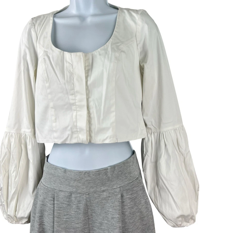 Top corto Alexis manga abullonada para mujer blanco mediano diseñador elegante elegante Foto 4 de 4