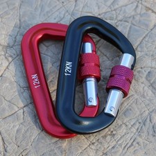2PCS 12KN Auto Locking Carabiner Clip D-Ring Clip Hook for Rock Climbing Caving