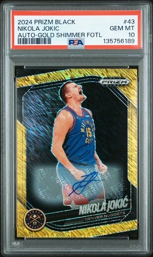 NIKOLA JOKIC - PSA 10 - 2024 Prizm Black - GOLD SHIMMER AUTORGAPH /10