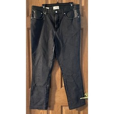 NWT Universal Thread Mid Rise Slim Black Denim and Faux Leather Jeans Size 6