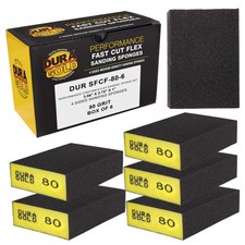 80 Grit 4-Sided Hand Sanding Block Sponges, 6/Box - 3.9" x 2.75" x 1" Wet or Dry
