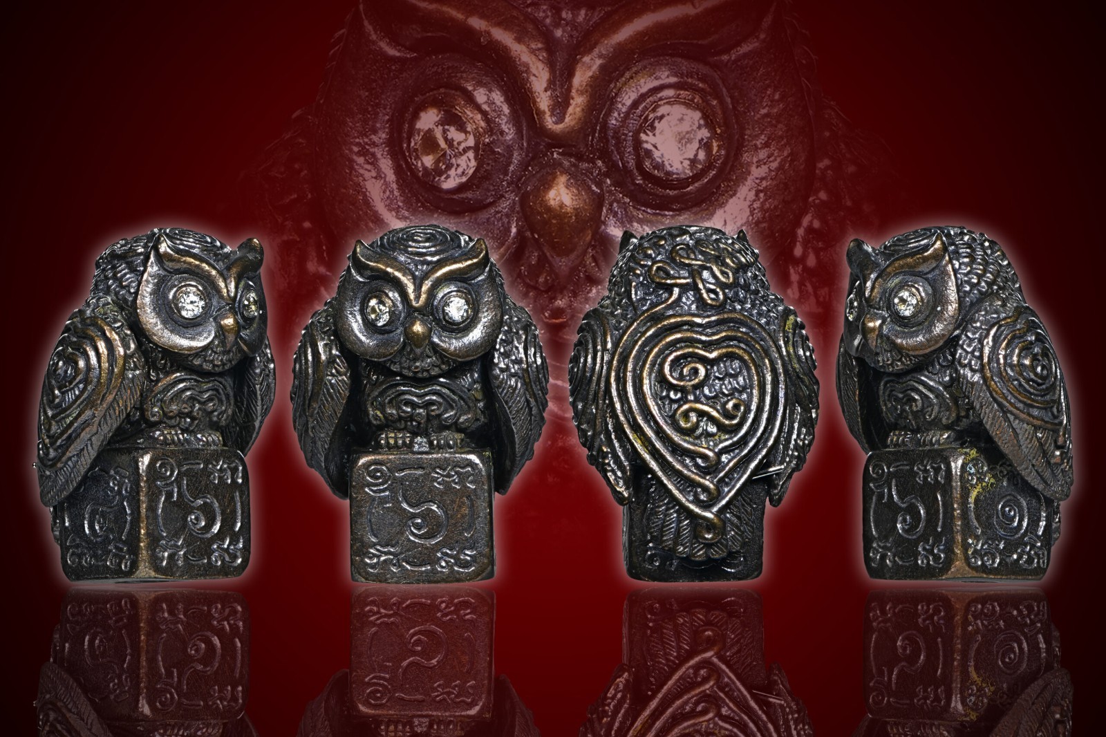 Phaya Nok Thued Thue Amulet Edition 11 Dark Gold Alloy Bird on Dice Fortune