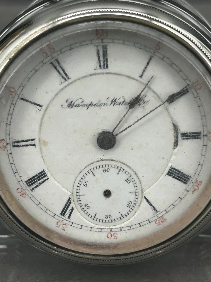 1883 18s 17j HAMPDEN Pocket Watch GRADE 31 Model 2 CRESCENT Case PARTS REPAIR - image 2 of 4