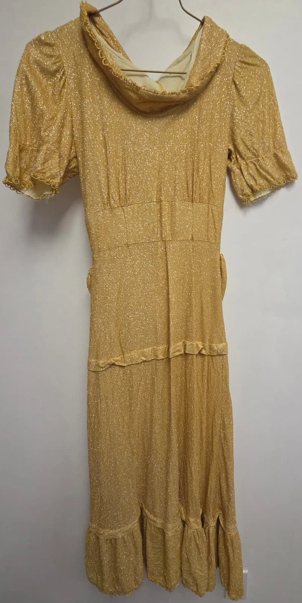 1940s gold dress 1940s Emerald and Gold Lam Gown