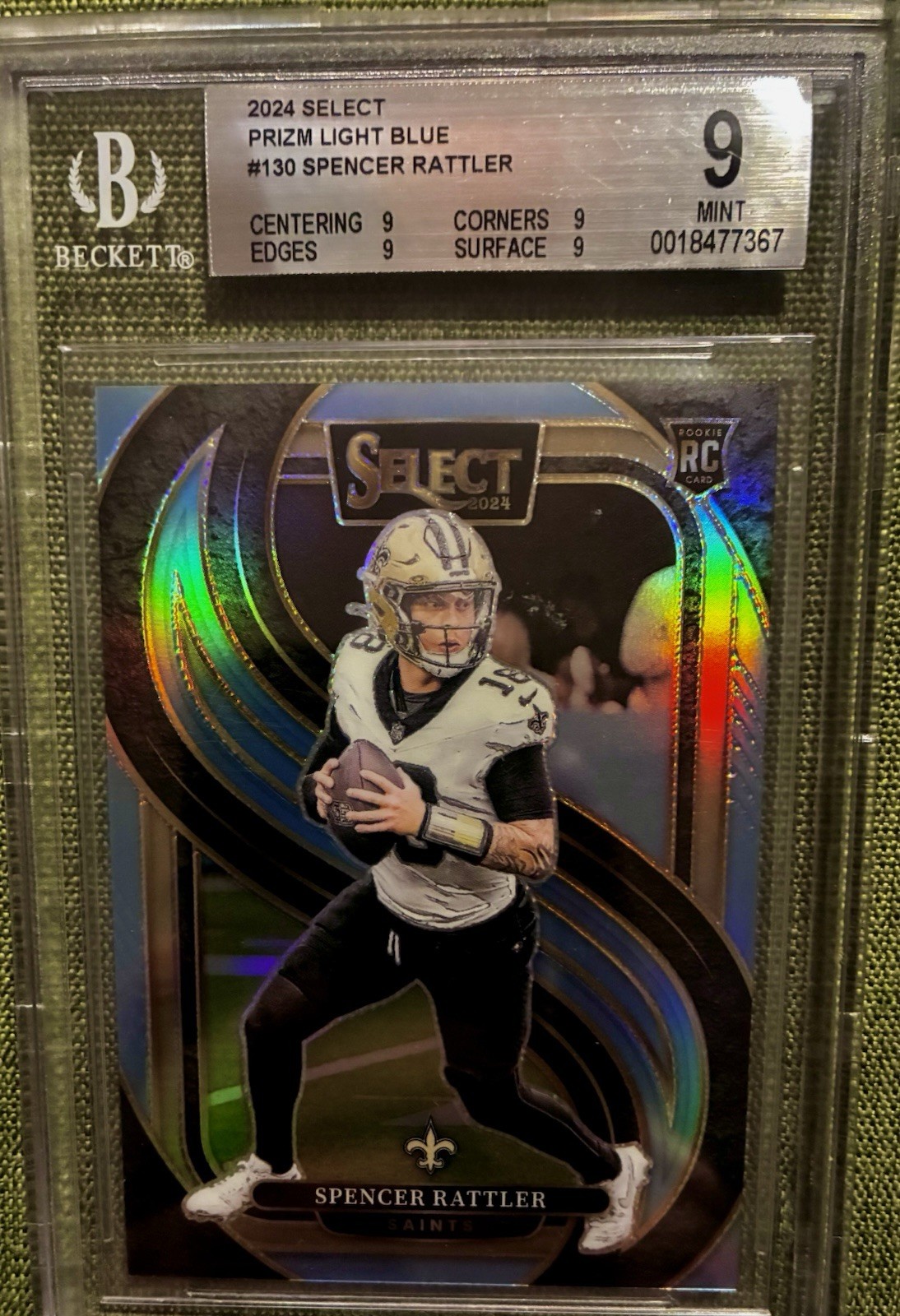 2024 Panini Select Light Blue /99 Premier Level Spencer Rattler Beckett 9 Mint