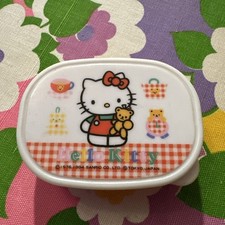 Contenitore per alimenti vintage 1994 Sanrio Hello Kitty Tupperware Gingham Giappone