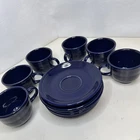 Fiesta Cobalt Blue Cup & Saucer Set Of 6 Coffee Tea HLC Fiestaware NEW