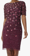 Adrianna Papell Women's Beaded Cocktail Dress size 12 in red
