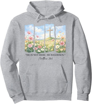 He is Risen Christian Wildflower Happy Easter Unisex Hooded Sweatshirt