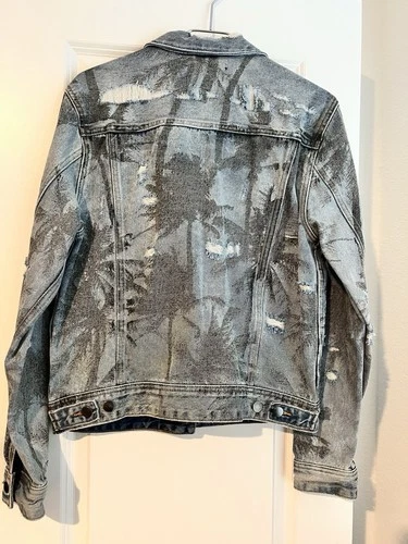 Vintage GUESS Palm Tree/Denim Jacket size S RARE! image 2