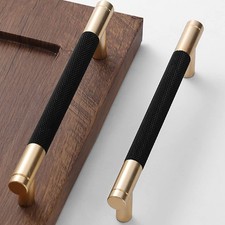 10 Pack 5 Inch 128 mm Bar Cabinet Pulls Gold and Black Knurled Handles for Br...