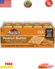 Austin Peanut Butter On Toasty Sandwich Crackers, Lunch Snacks, 20 Count