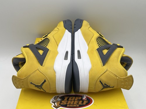 Nike Air Jordan Retro 4 Lightning 2021 Size 7 Authentic Basketball Yellow Used - Picture 7 of 9