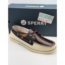 Sperry Top-Sider AO 2-Eye Boat Zapato Crema/Marrón Combo Cuero Para Hombres Talla 12 Nuevo con Etiquetas
