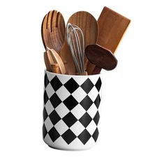 Kitchen Utensil Holder for Countertop， 6.4" Ceramic Utensil Holder Deep and 
