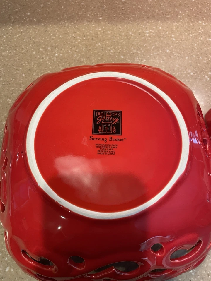 Tabletops Gallery RED Serving Baskets/Bowls Set of 2 - Image 3 of 4