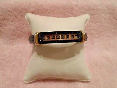 Foss Genuine Leather, Copper, Stainless Steel and 8 Zirconium Bracelet NWT