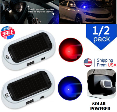 2× Solar Car Alarm Warning Flash LED Light Fake Security System Anti-theft Signa