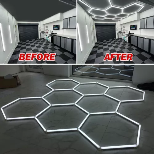 8 Grid Hexagon LED Lighting Car Detail Garage Workshop Retail Light Honeycomb - Picture 21 of 24