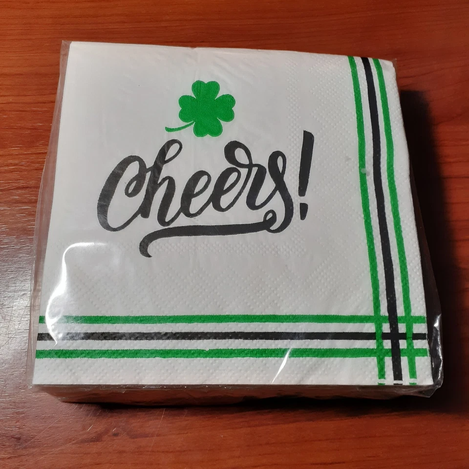 St Patricks Day Paper Party Napkins Cheers Shamrock Irish Cocktail Dessert 40 pc - Image 3 of 3