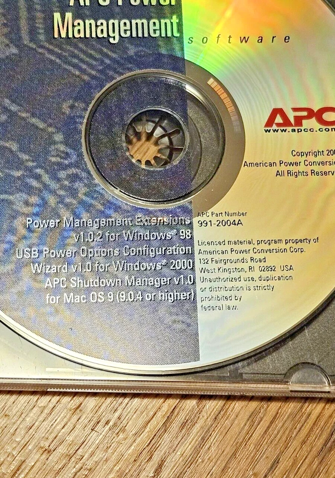 APC Power Management Software CD Windows 98/2000/& Mac OSX 9.0.4 - Good - Image 2 of 4