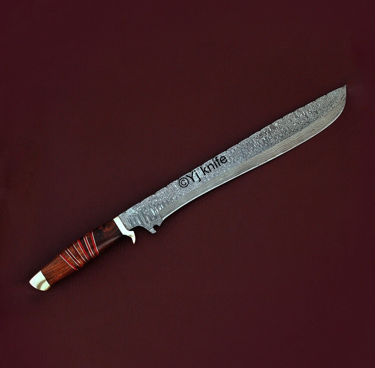 Long Bowie Knife, Battle Ready, Handmade Damascus Steel 23 Inches, With Sheath