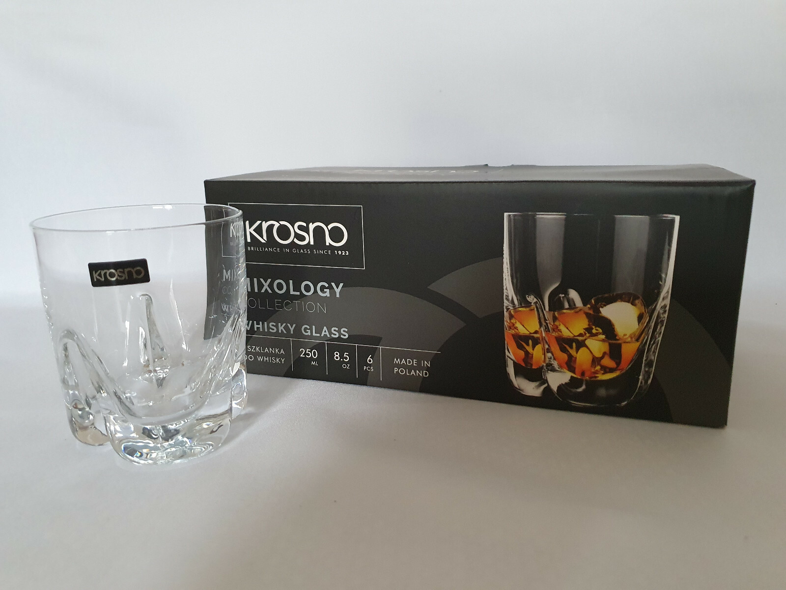 Krosno Whiskey Tumbler Glasses Set of 6 * 250 ML * Mixology Collection