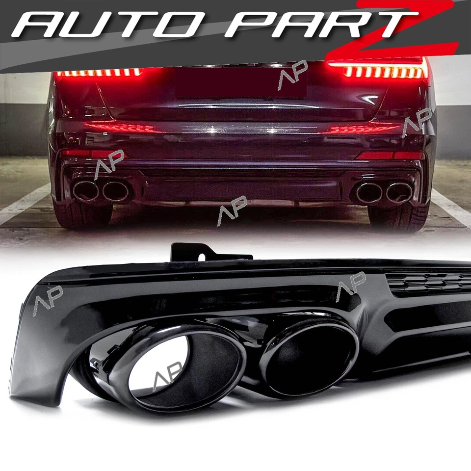 Heckdiffusor Diffusor Auspuff Schwarz für AUDI A6 C8 S-Line Limo Avant 2018+