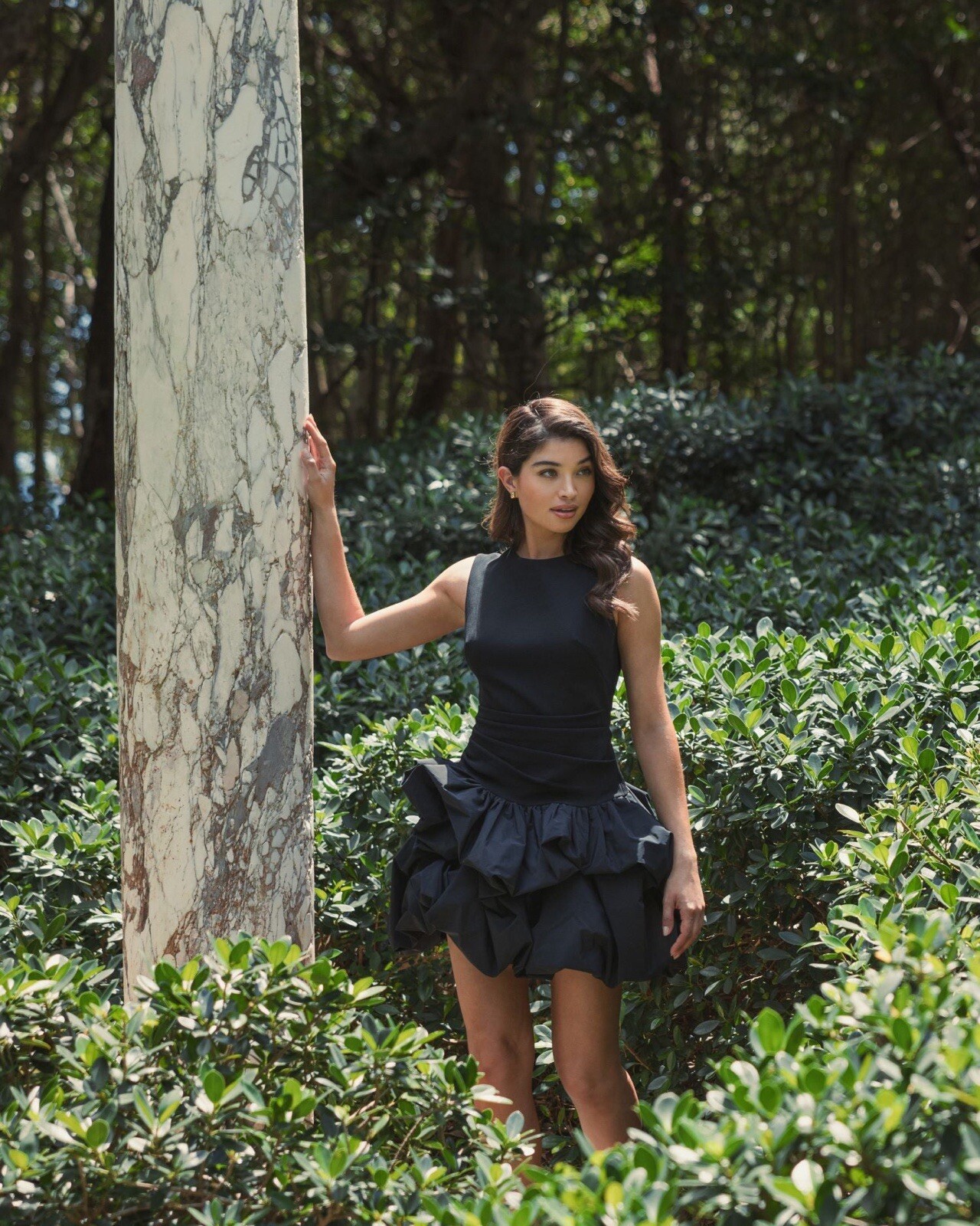 Mac Duggal Sleeveless Crepe Bubble Skirt Mini Dress Style 20709