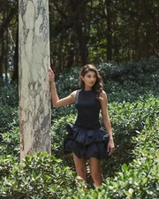 Mac Duggal Sleeveless Crepe Bubble Skirt Mini Dress 20709