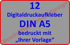 12 Digitaldruckaufkleber DIN A5 bedruckt mit "Ihrer Vorlage"