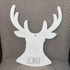 Rae Dunn Artisan Collection LODGE White Deer Buck Wall Door Hanging Cabin Decor