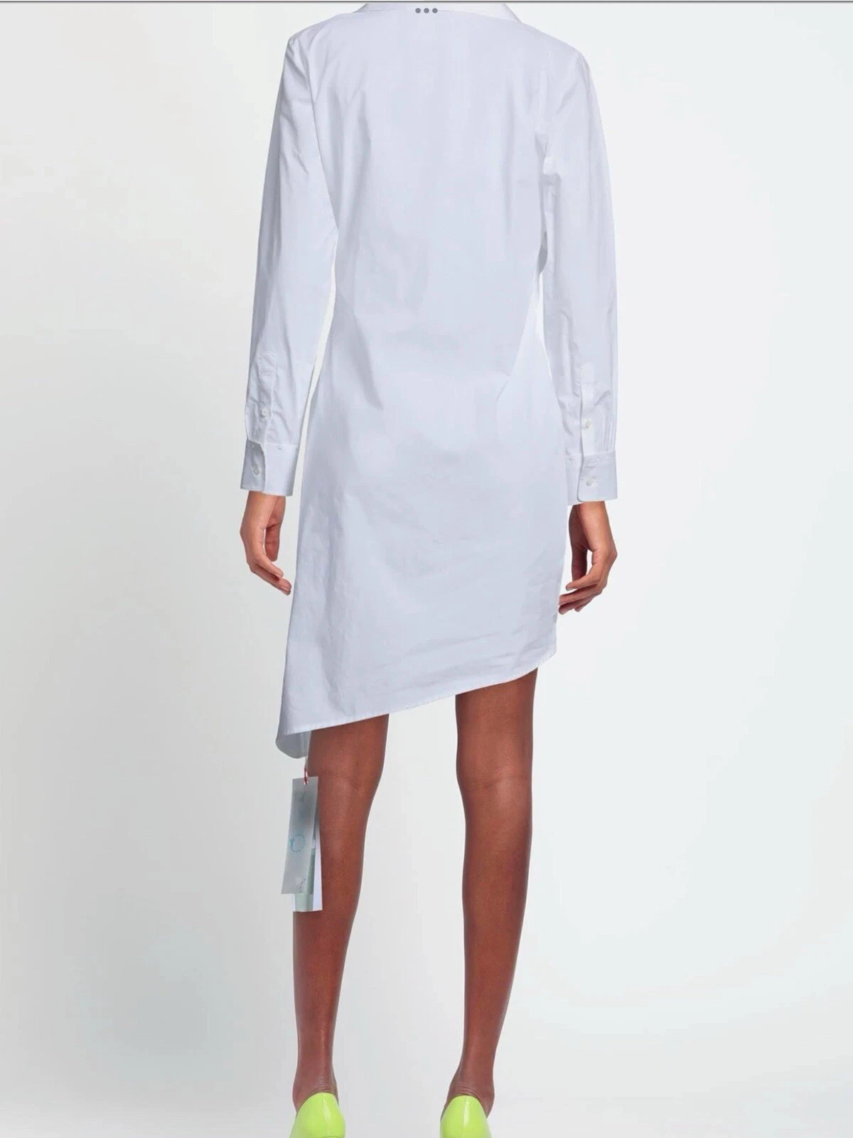 OFF WHITE Mini abito poplin bianco sporco bianco asimmetrico fiocco bianco taglia US8 IT38 AUTENTICO