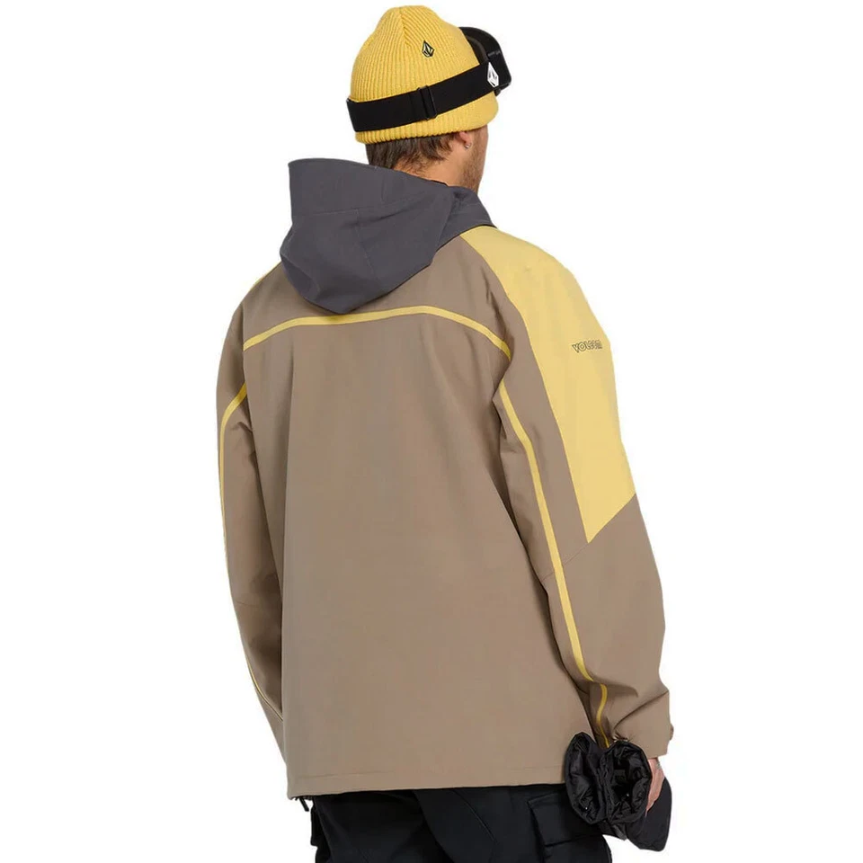 Volcom Brighton Pullover Herren-Snowboardjacke Skijacke Jacke Anorak Braun/Gelb - Bild 2 von 4