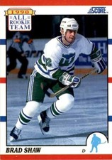 1990 SCORE NHL HOCKEY 😎 Brad Shaw, Hartford Whalers #325 😎 ALL-ROOKIE TEAM